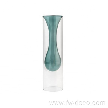 creative double wall glass vase for home decoration